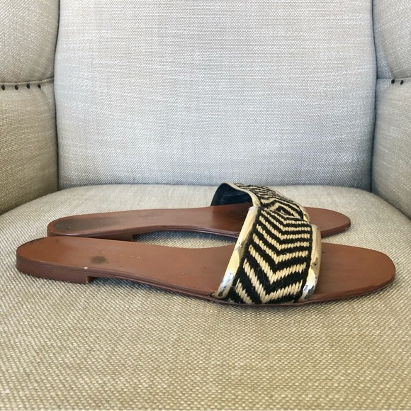 Zara Trafaluc zebra black and cream woven sandals size 40 8.5 - Picture 9 of 10
